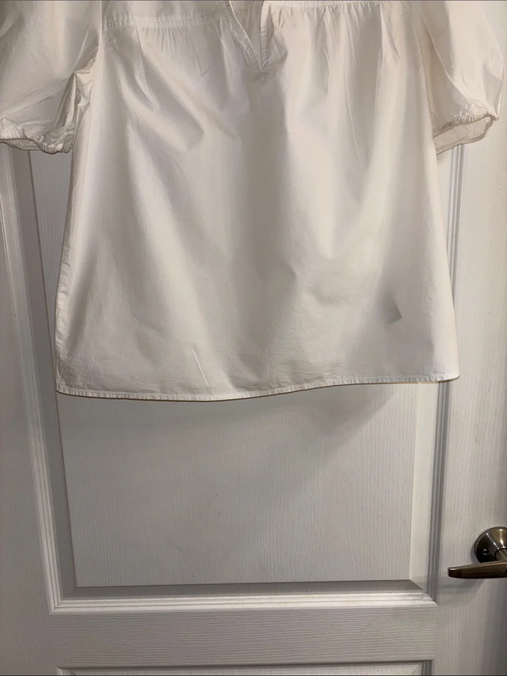 J. Crew Cream Ruffle-Neck Puff Sleeve Top